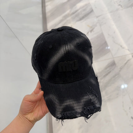 MM BASEBALL CAP IN BLACK DISTRESSED FABRIC STYLE 4