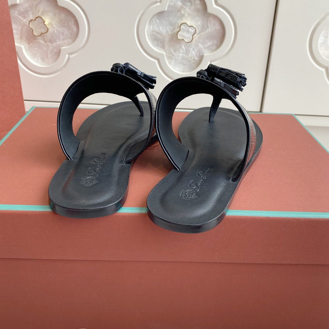 FLIP FLOPS IN BLACK LAMBSKIN SNAKE EMBOSSING