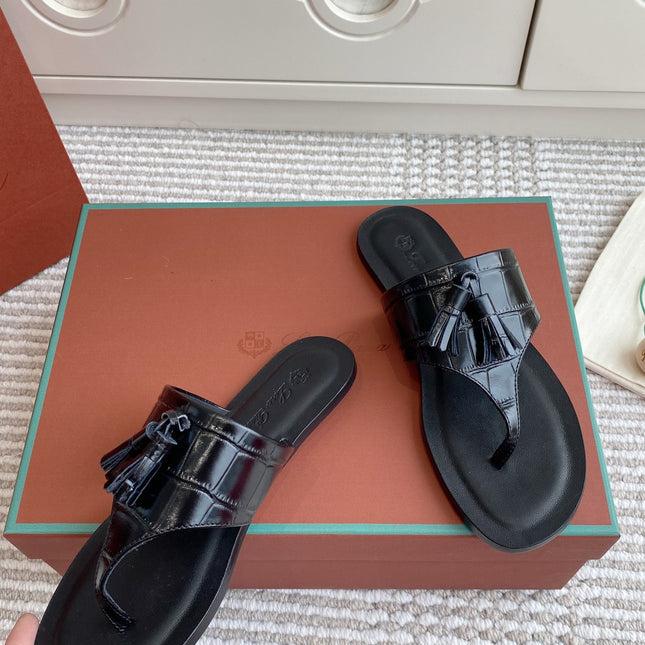 FLIP FLOPS IN BLACK LAMBSKIN SNAKE EMBOSSING