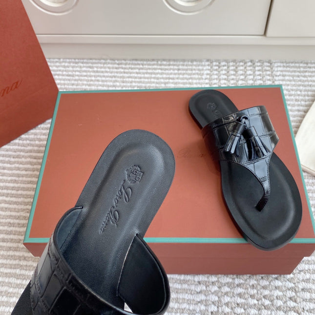 FLIP FLOPS IN BLACK LAMBSKIN SNAKE EMBOSSING