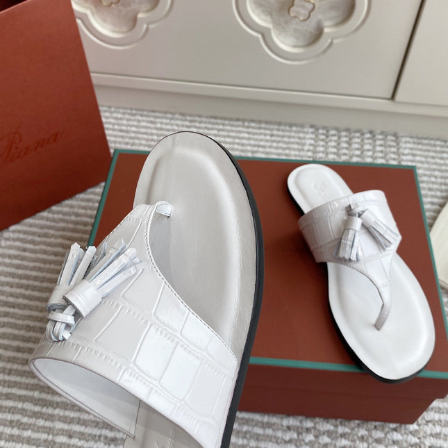 FLIP FLOPS IN WHITE LAMBSKIN SNAKE EMBOSSING