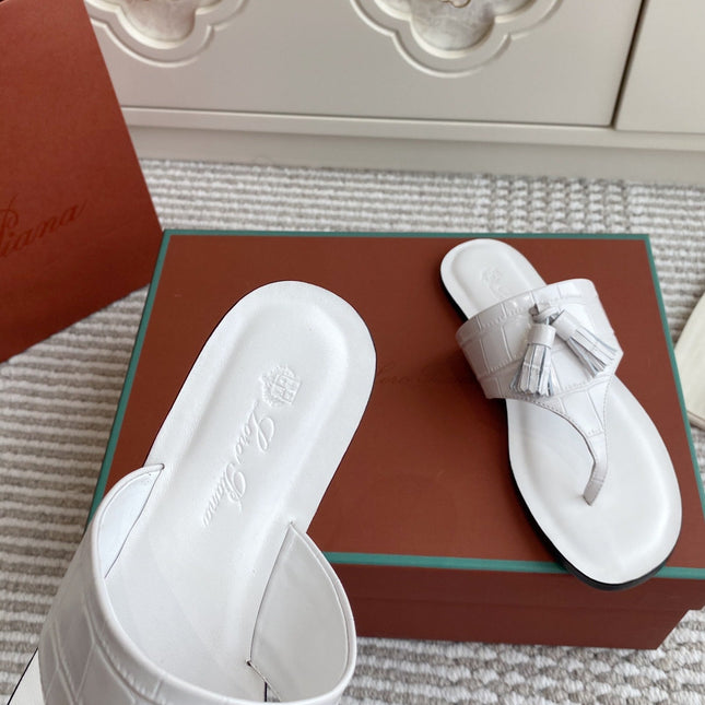 FLIP FLOPS IN WHITE LAMBSKIN SNAKE EMBOSSING