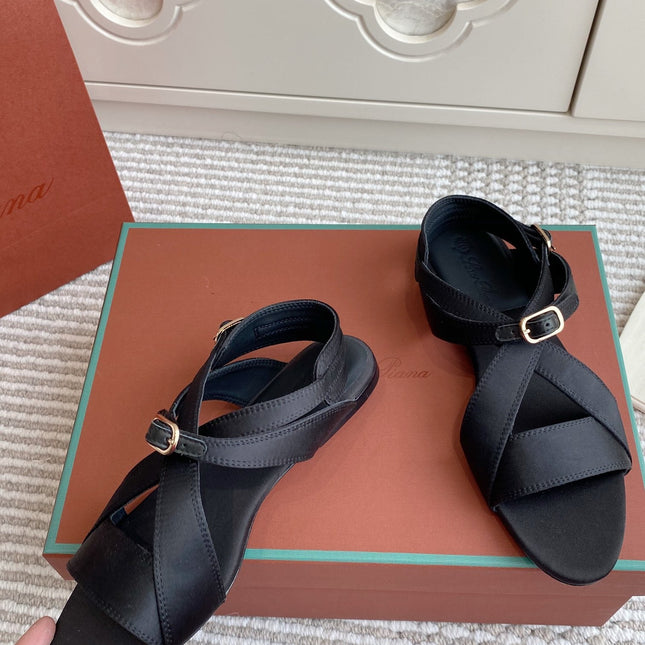 SANDALS IN BLACK SATIN