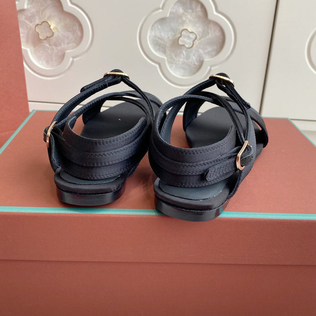SANDALS IN BLACK SATIN