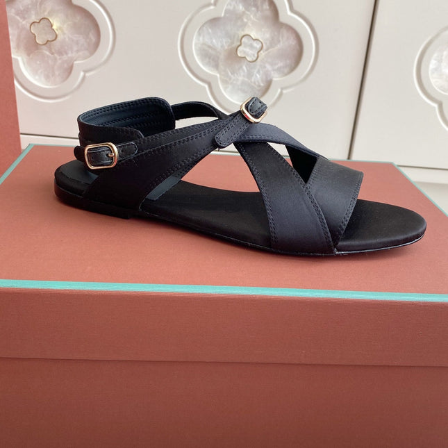 SANDALS IN BLACK SATIN