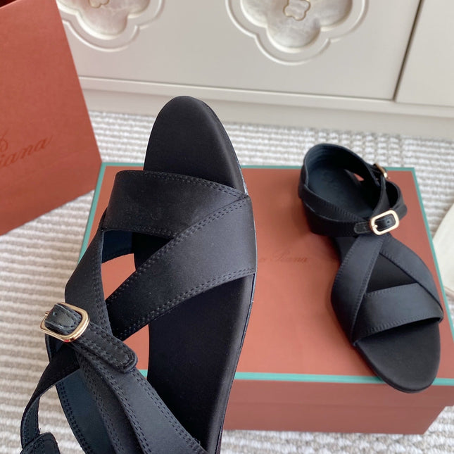 SANDALS IN BLACK SATIN
