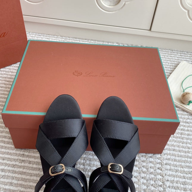 SANDALS IN BLACK SATIN