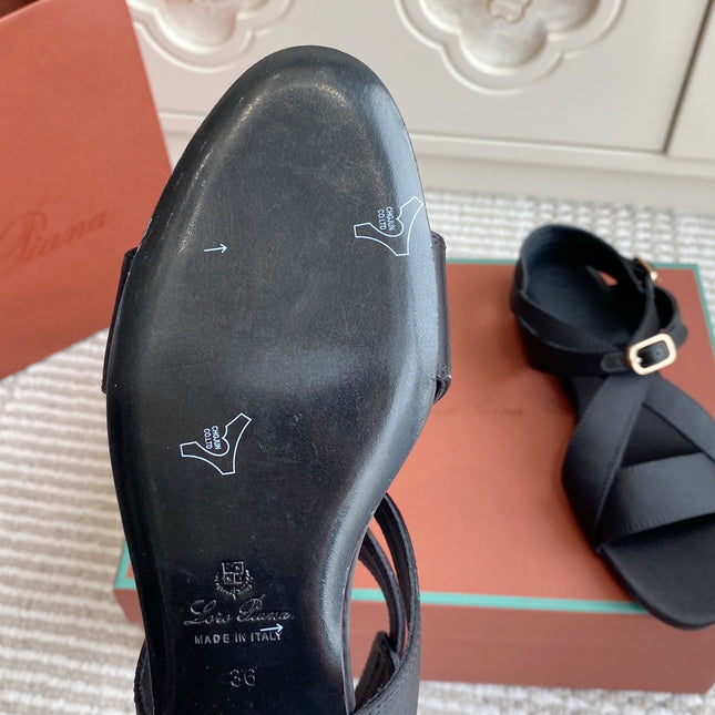 SANDALS IN BLACK SATIN