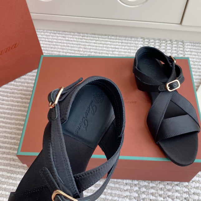 SANDALS IN BLACK SATIN