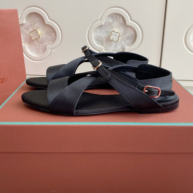 SANDALS IN BLACK SATIN