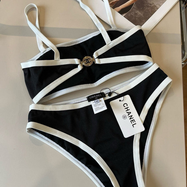 CC BIKINI SWIMSUIT SET BLACK WHITE 174796