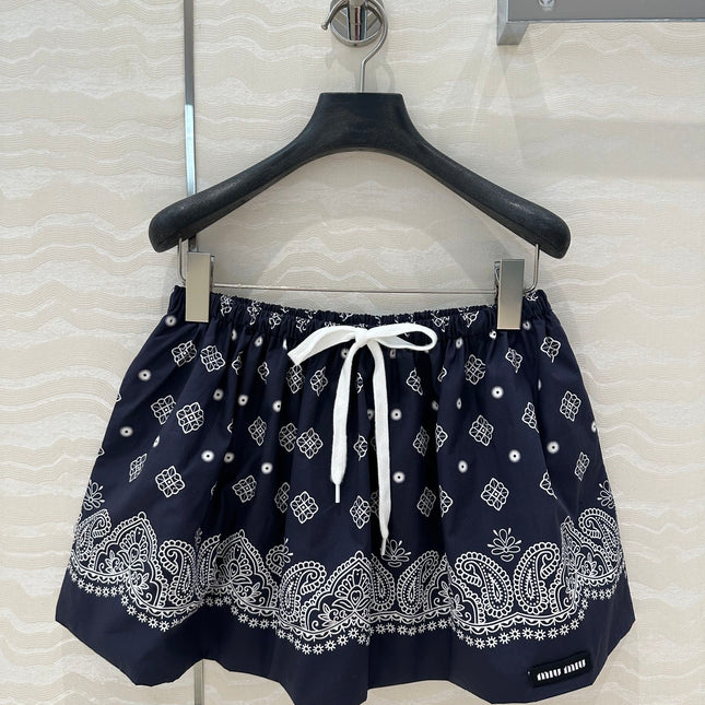 MIUMIU MIDNIGHT BLUE PLEATED MIDI SKIRT