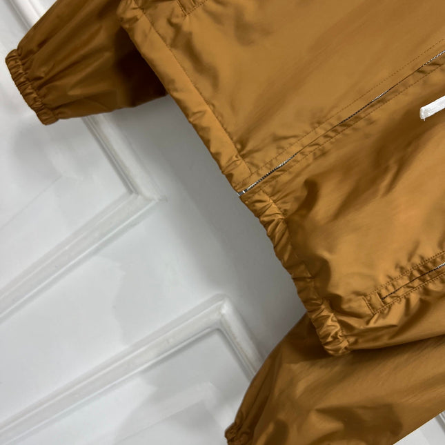 MIU 25S HOODED JACKET BROWN IN NYLON 263023