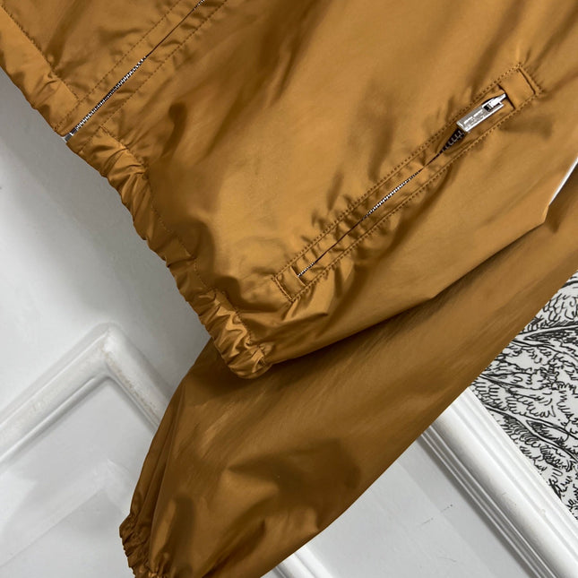 MIU 25S HOODED JACKET BROWN IN NYLON 263023