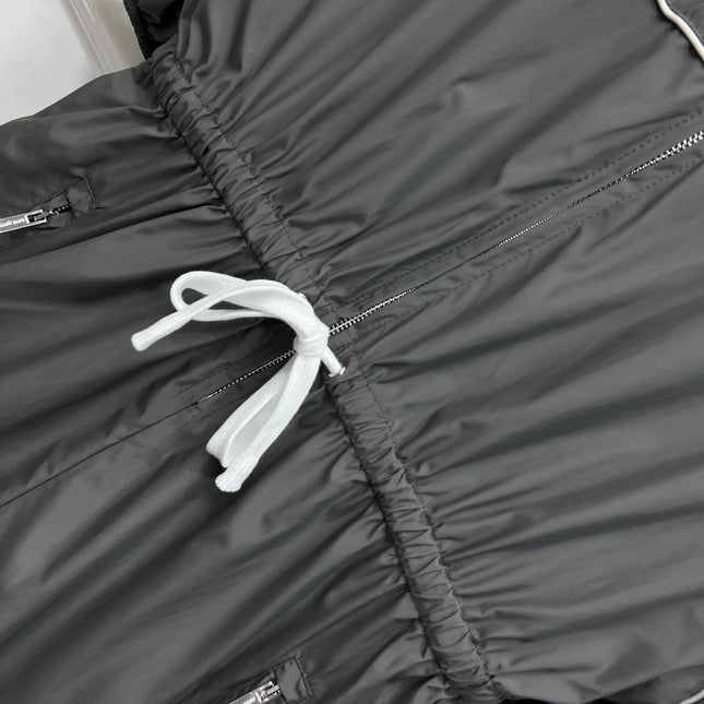 MIU 25S HOODED JACKET GREY IN NYLON 263119