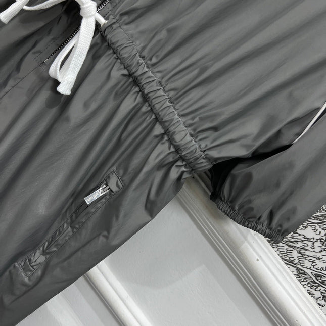 MIU 25S HOODED JACKET GREY IN NYLON 263119
