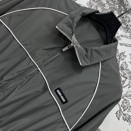 MIU 25S HOODED JACKET GREY IN NYLON 263119