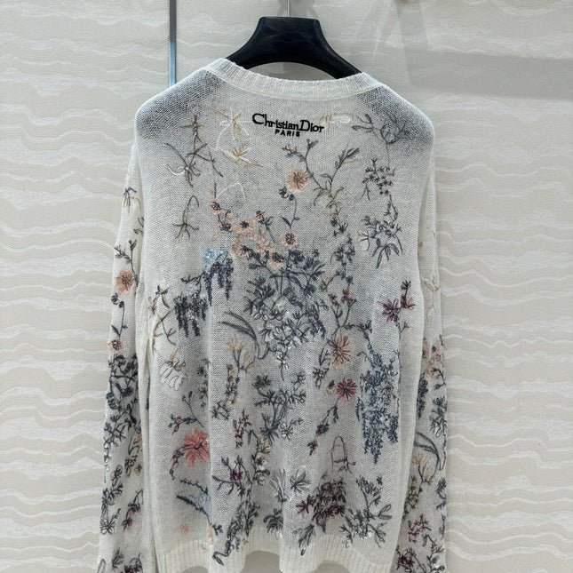 DIOR PREMIUM WHITE KNIT SWEATER WITH PATTERN