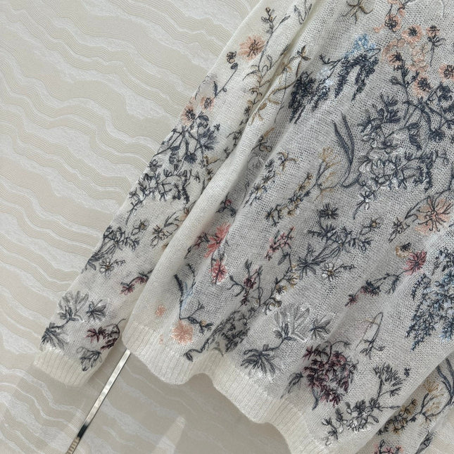DIOR PREMIUM WHITE KNIT SWEATER WITH PATTERN