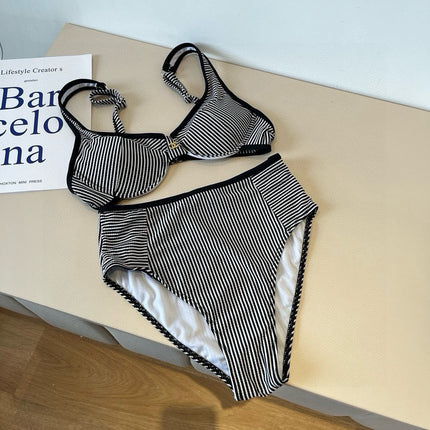 CC BIKINI SWIMSUIT SET IN BLACK AND WHITE STRIPES 599111