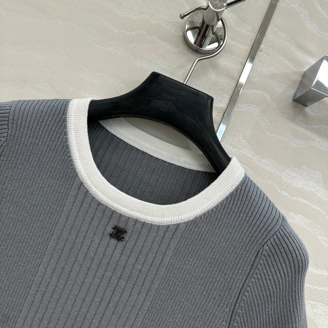 CC Knitted T-Shirt Gray Cotton