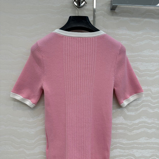 CC Knitted T-Shirt Pink Cotton