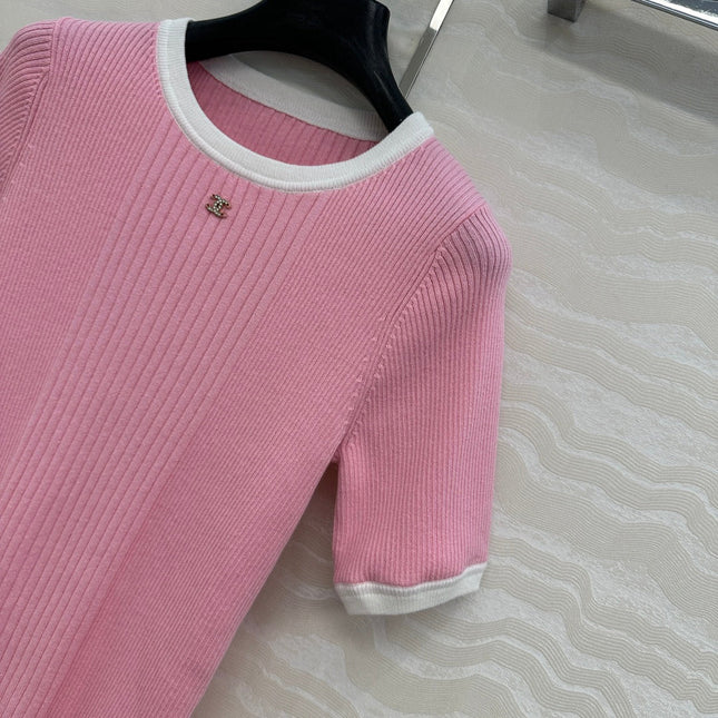 CC Knitted T-Shirt Pink Cotton