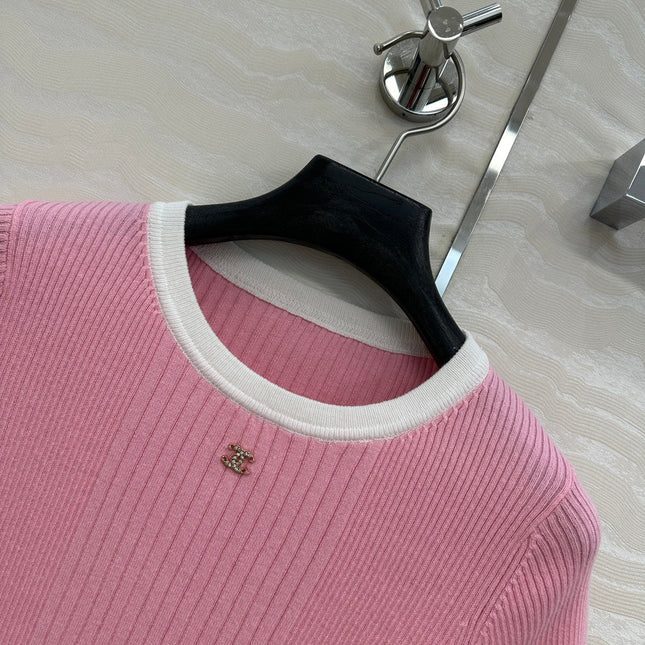 CC Knitted T-Shirt Pink Cotton