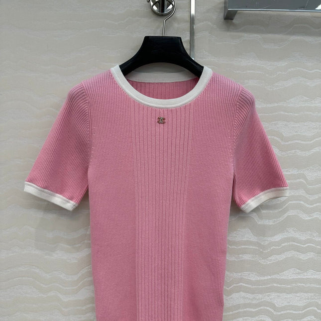 CC Knitted T-Shirt Pink Cotton