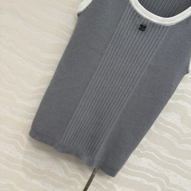 CC Knitted Vest Gray Cotton