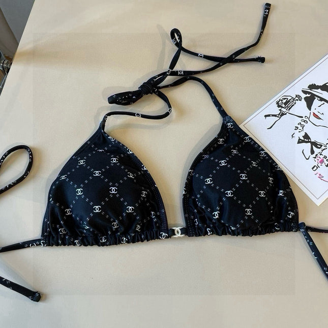 CC BIKINI SWIMSUIT SET IN BLACK AND WHITE PLAID 629230