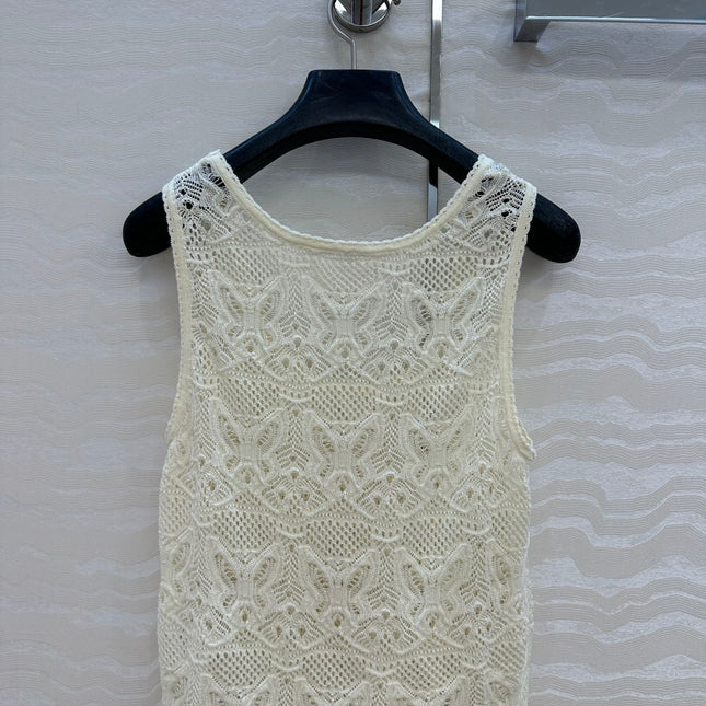 DIOR CREAM EMBOSSED LACE TANK
