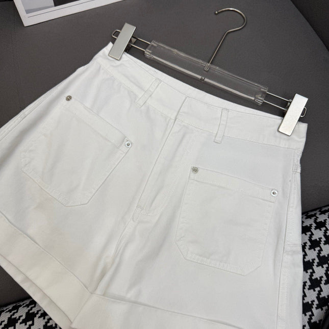 DIOR WHITE CUFFED DENIM SHORTS