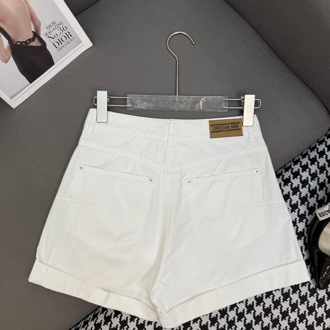 DIOR WHITE CUFFED DENIM SHORTS