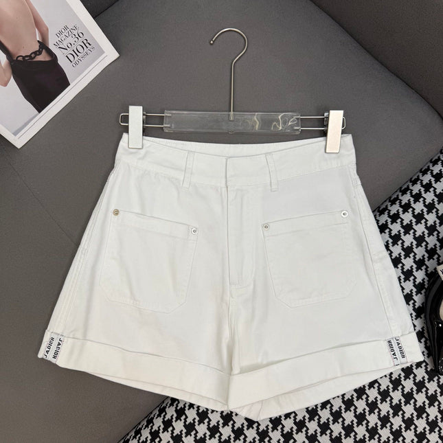 DIOR WHITE CUFFED DENIM SHORTS