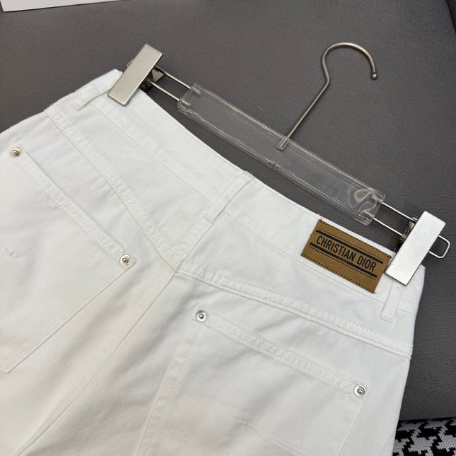 DIOR WHITE CUFFED DENIM SHORTS
