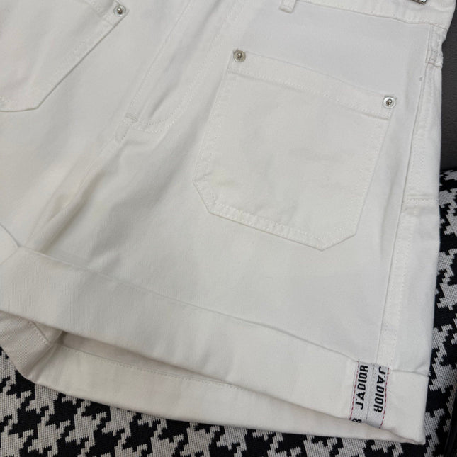 DIOR WHITE CUFFED DENIM SHORTS