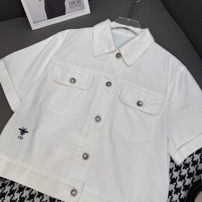 DIOR WHITE SHORT-SLEEVE DENIM JACKET