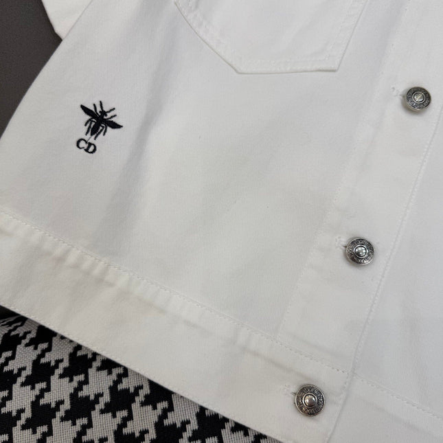 DIOR WHITE SHORT-SLEEVE DENIM JACKET