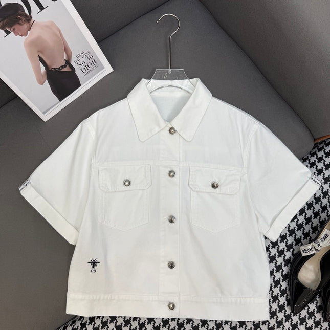 DIOR WHITE SHORT-SLEEVE DENIM JACKET