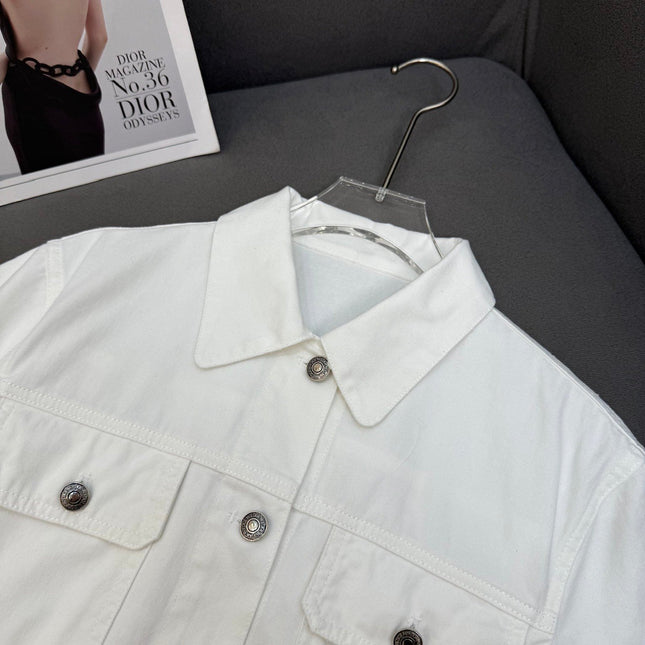DIOR WHITE SHORT-SLEEVE DENIM JACKET