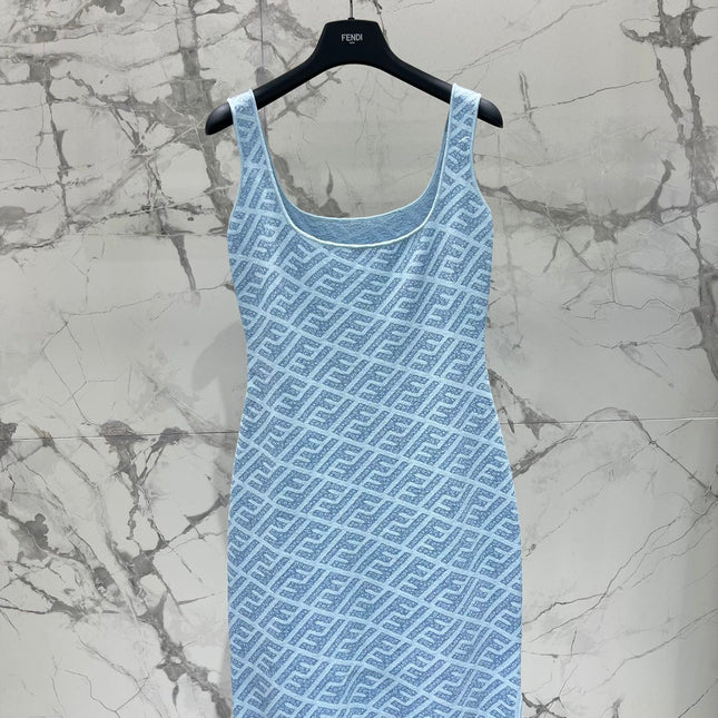 FEND 25S JACQUARD KNITTED VEST DRESS 264233