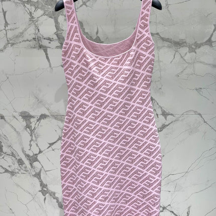 FEND 25S JACQUARD KNITTED VEST DRESS 264239