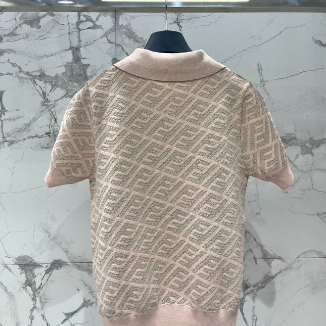 FEND 25S SHORT SLEEVE JACQUARD KNIT LAPEL 264020