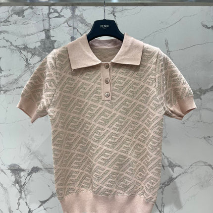 FEND 25S SHORT SLEEVE JACQUARD KNIT LAPEL 264020
