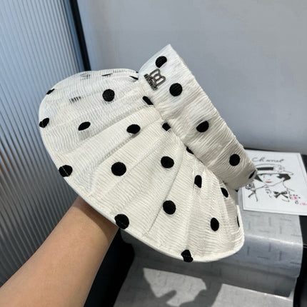 MM OPEN-TOP HAT IN WHITE WITH POLKA DOTS FABRIC