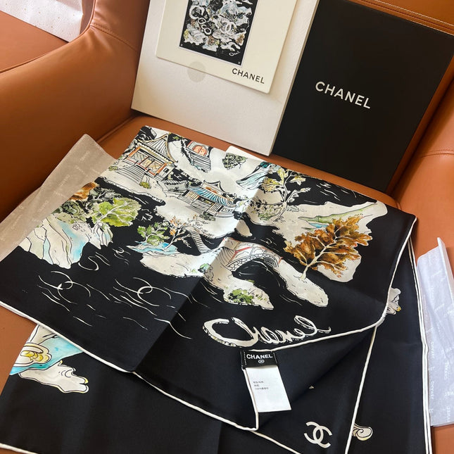 CHANEL 25S SCARF 90 IN SILK 715642