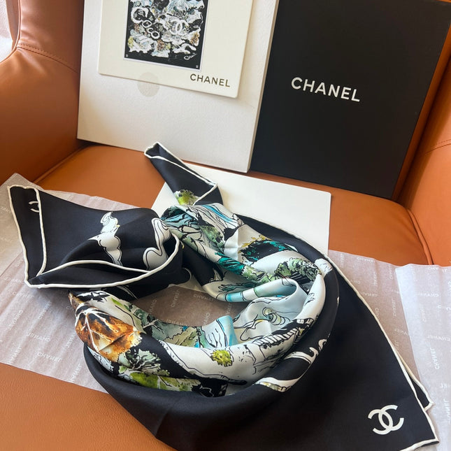 CHANEL 25S SCARF 90 IN SILK 715642