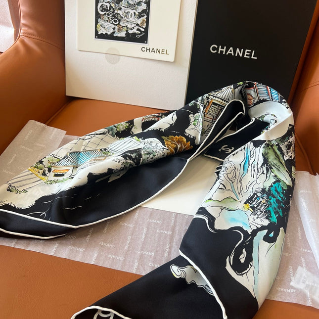 CHANEL 25S SCARF 90 IN SILK 715642