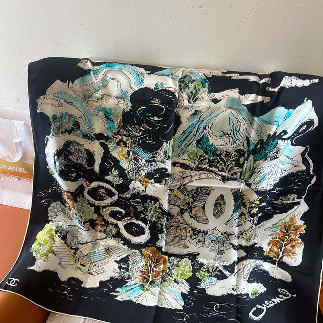CHANEL 25S SCARF 90 IN SILK 715642